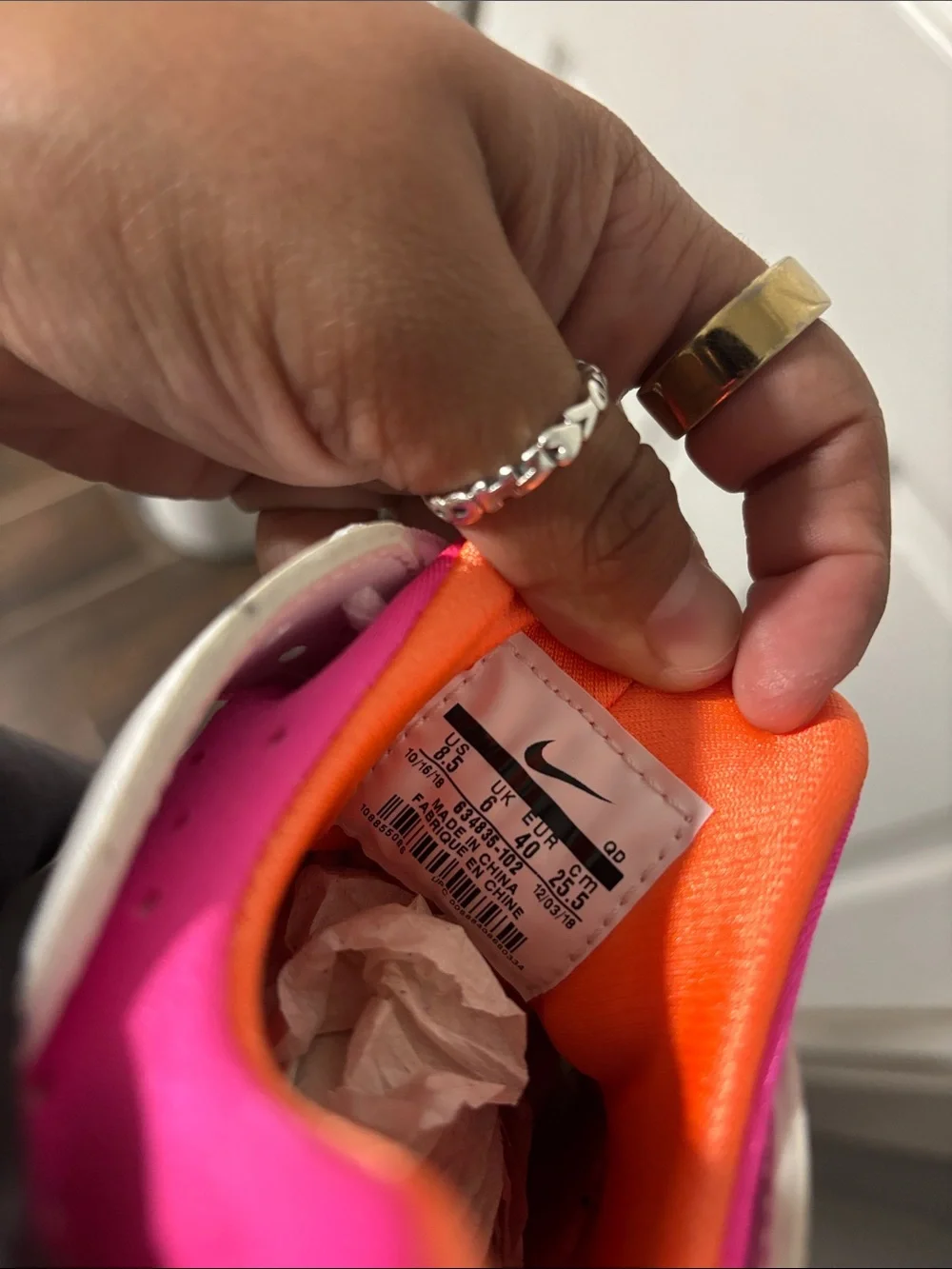 Women’s huaraches White Sneakers with Pink & Orange Accents